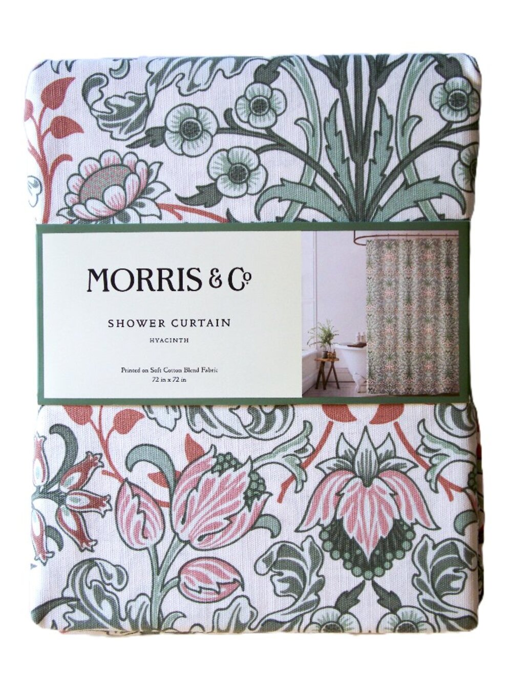 Morris & Co. Fabric Shower Curtain Hyacinth Pattern 72x72 inches NWT